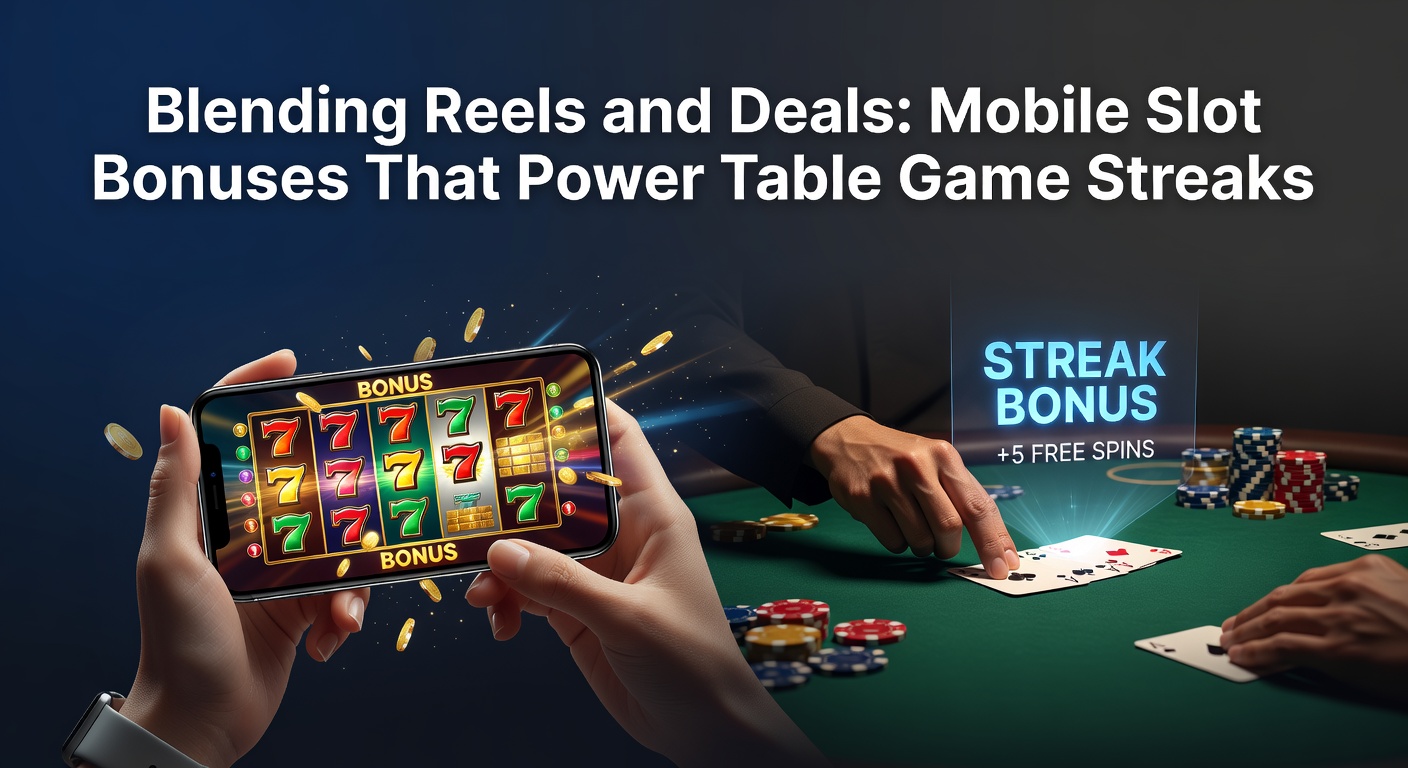 Vibrant mobile slot screen showing spinning reels with bonus multipliers and jackpot triggers, transitioning to a table game interface on the same device