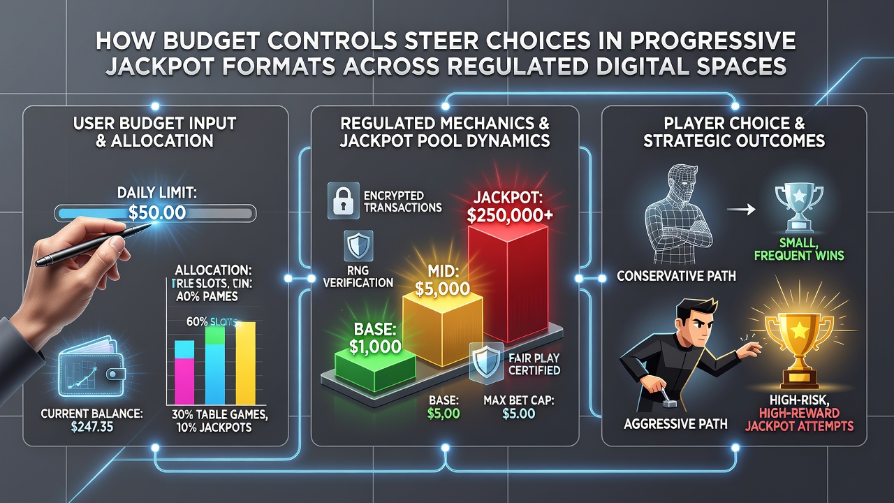 Close-up view of mobile interface displaying progressive jackpot meters alongside active budget limit indicators