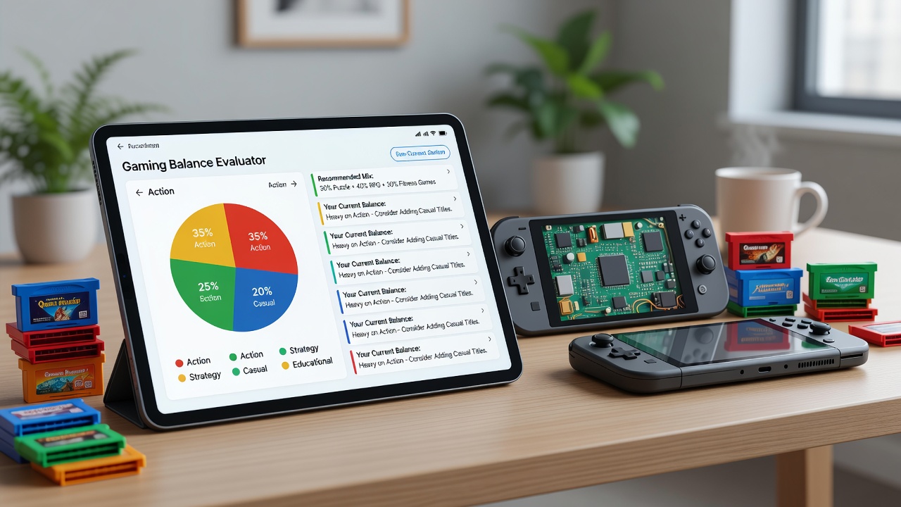 Users engaging with diverse handheld game genres on portable devices