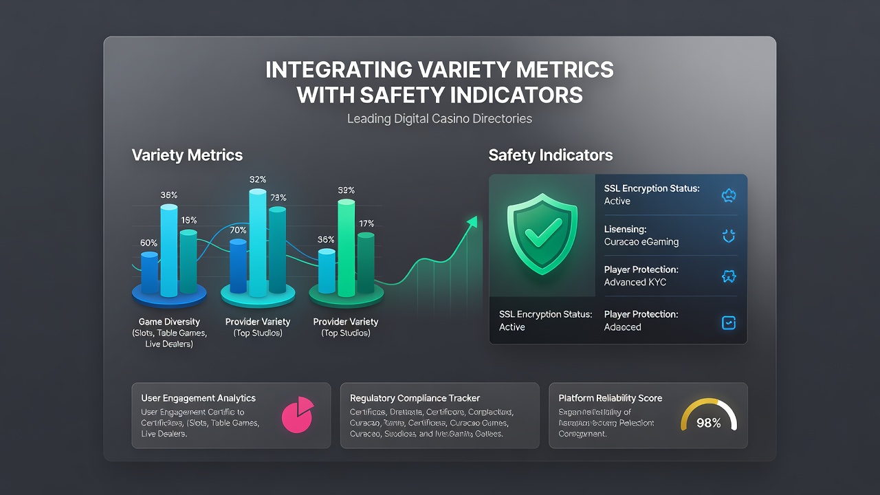 Analytics interface showing combined variety and safety scoring system for casino directories